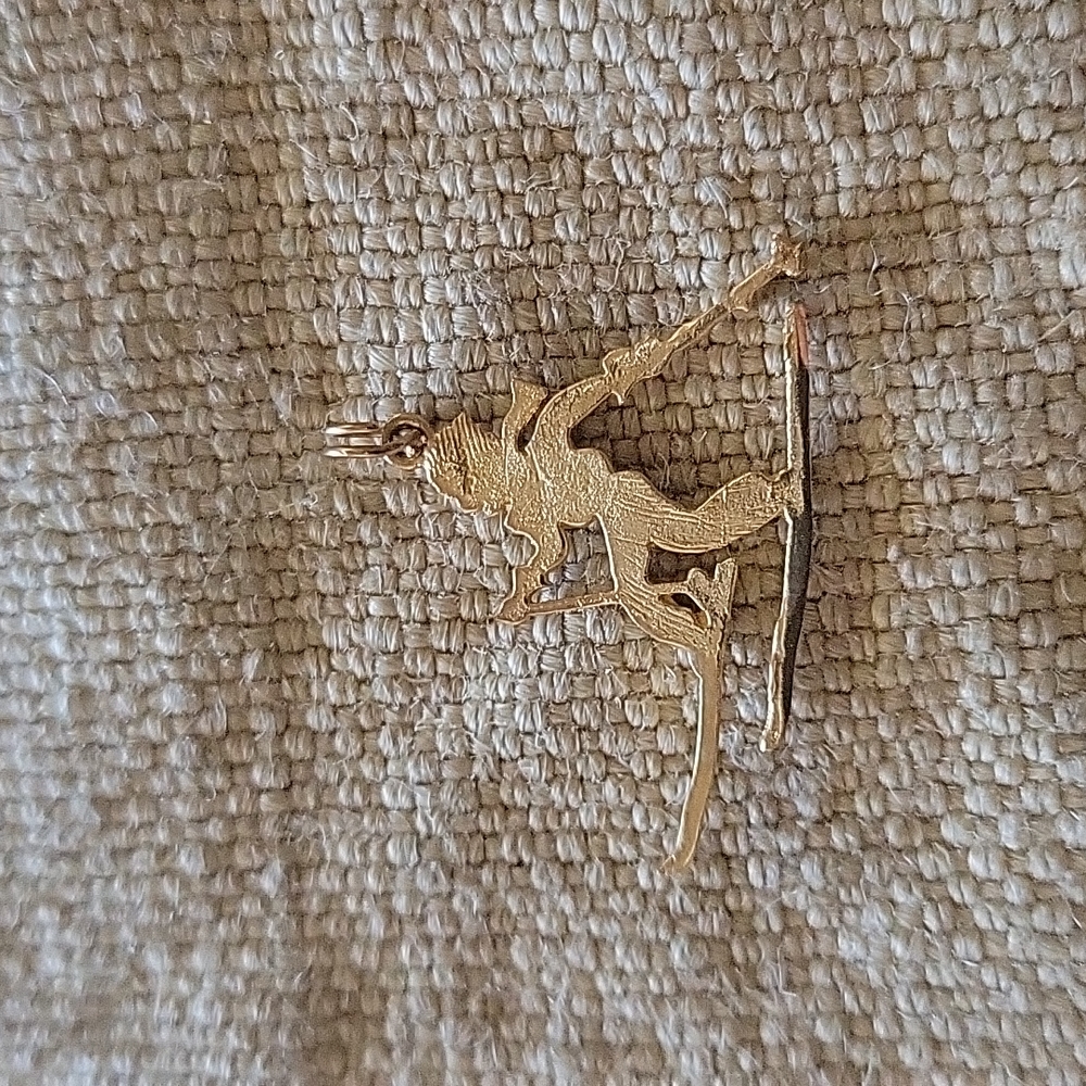 Gold Skier Charm
